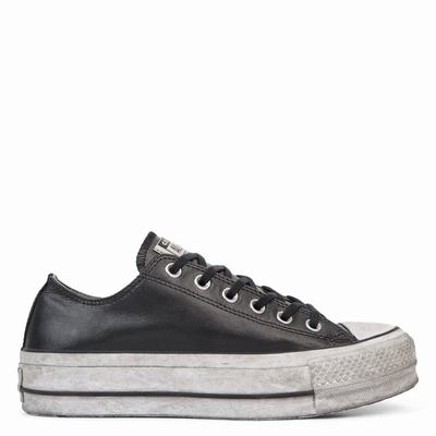 Converse Chuck Taylor All Star Leather Smoke Platform - Naisten Tennarit - Mustat